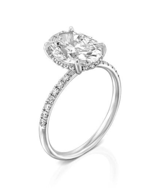 Stunning 3.33 CT Oval Channel-Set Diamond Engagement Ring in White Gold