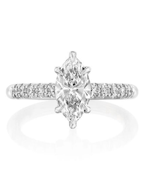 Exquisite Elegance: 1.35 CT Marquise Diamond with Lustrous Side Stones in White Gold