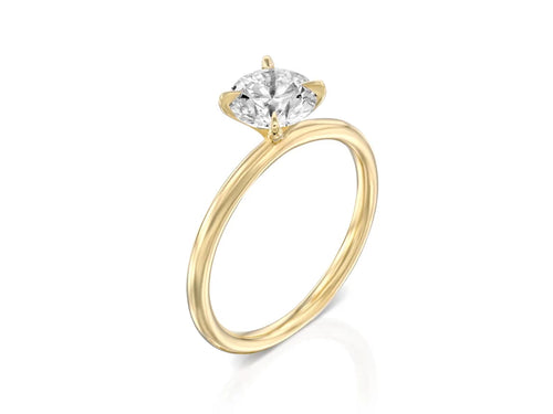 Lustrous Solitaire: 1.3 CT Round Brilliant Engagement Ring in Yellow Gold