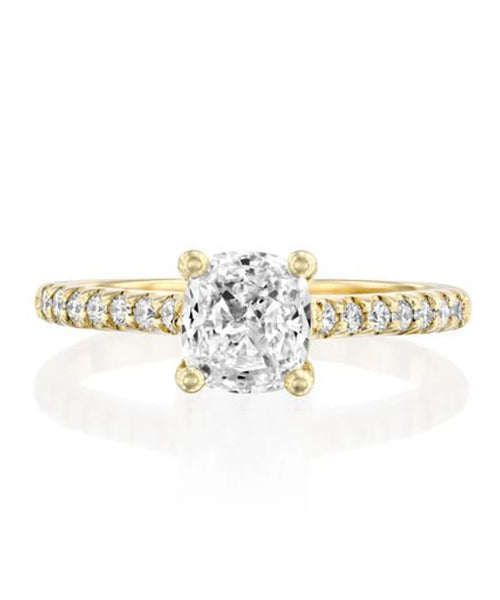 Timeless Radiance: Cushion Cut 1.29 CT Diamond Engagement Ring in Yellow Gold