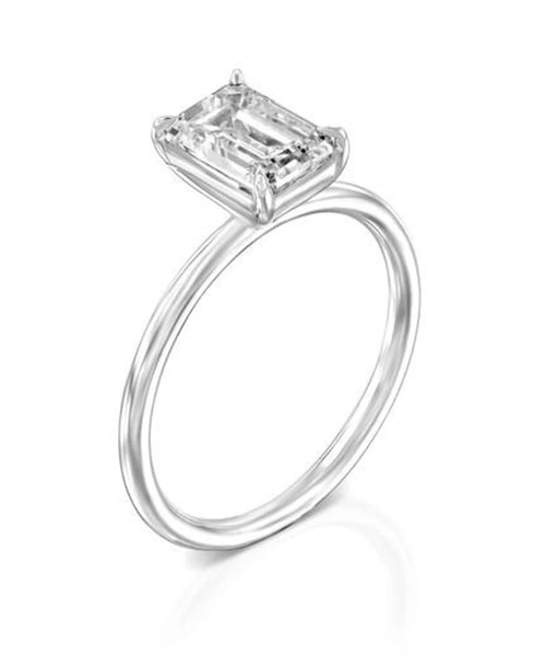 Regal 1.54 CT Emerald Cut Solitaire Diamond Engagement Ring in White Gold