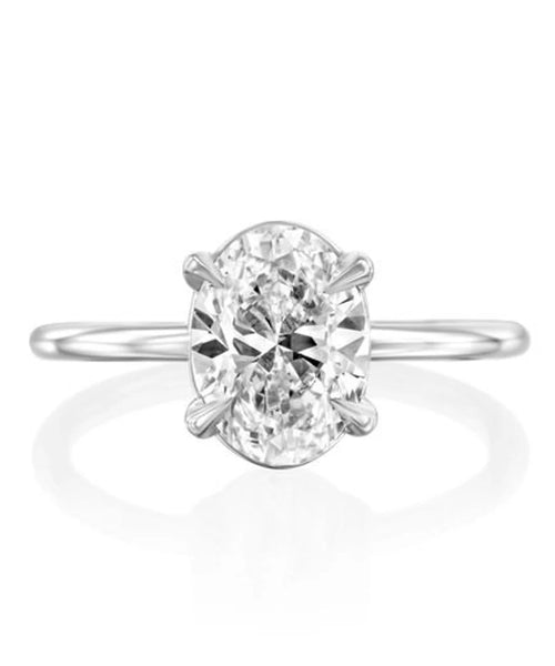 Luminescent Elegance: 1.74 CT Oval Solitaire Engagement Ring in White Gold