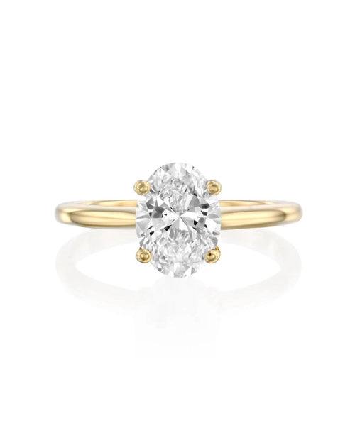 Golden Radiance: 1.70 CT Oval Solitaire Engagement Ring in Yellow Gold