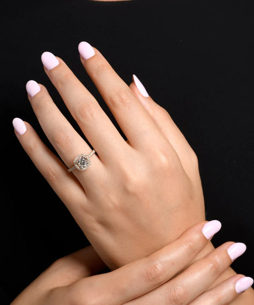 Ethereal Beauty: 1.43 CT Cushion Halo Engagement Ring in Rose Gold