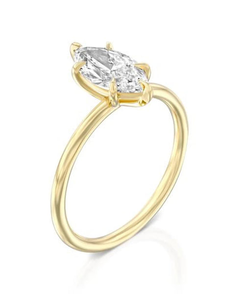 Regal Radiance: 1.21 CT Marquise Solitaire Engagement Ring in Yellow Gold