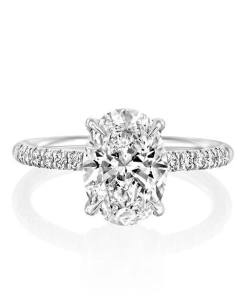 Timeless Radiance: 2.57 CT Oval Channel-Set Engagement Ring in White Gold