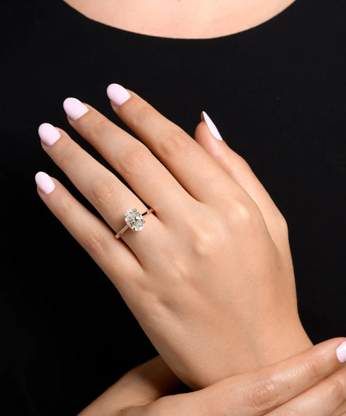 Ethereal Radiance: 2.26 CT Oval Solitaire Engagement Ring in Rose Gold from MY Diamond Collection