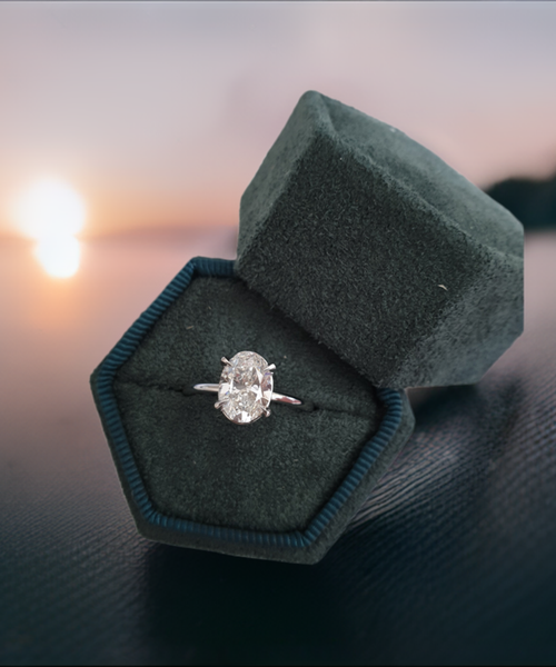 Luminescent Elegance: 1.74 CT Oval Solitaire Engagement Ring in White Gold