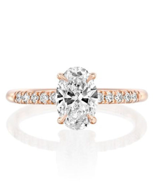 Elegant 1.27 CT Oval Channel-Set Diamond Engagement Ring in Rose Gold