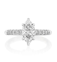 Exquisite Elegance: 1.35 CT Marquise Diamond with Lustrous Side Stones in White Gold