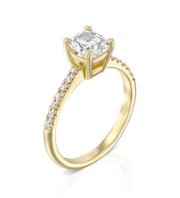 Timeless Radiance: Cushion Cut 1.29 CT Diamond Engagement Ring in Yellow Gold