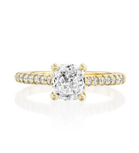 Timeless Radiance: Cushion Cut 1.29 CT Diamond Engagement Ring in Yellow Gold