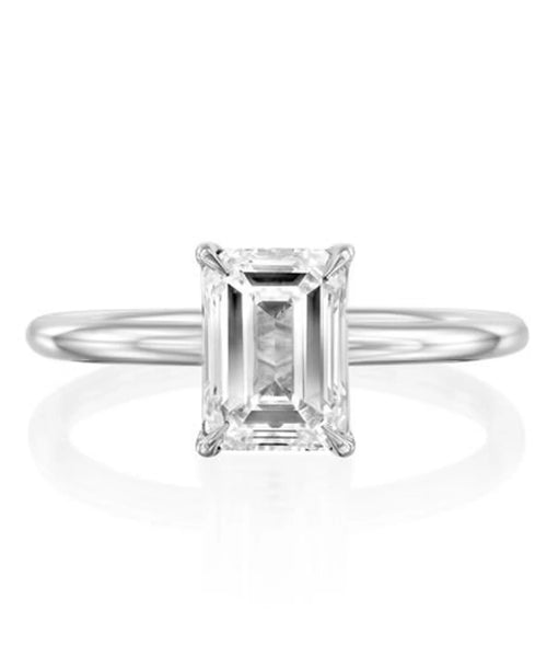 Regal 1.54 CT Emerald Cut Solitaire Diamond Engagement Ring in White Gold