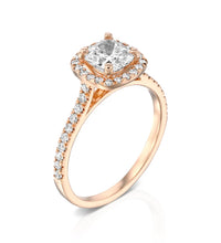 Ethereal Beauty: 1.43 CT Cushion Halo Engagement Ring in Rose Gold
