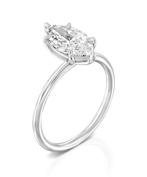 Elegant Allure: 1.72 CT Marquise Solitaire Engagement Ring in White Gold