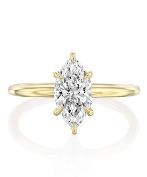 Regal Radiance: 1.21 CT Marquise Solitaire Engagement Ring in Yellow Gold