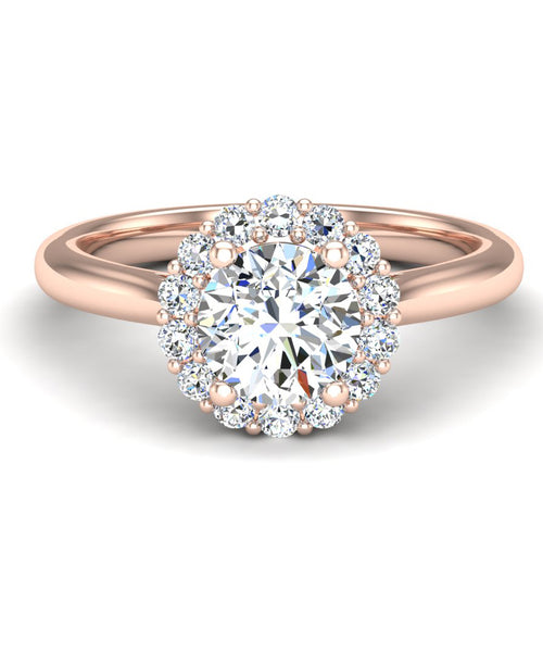 Iris Dainty Floral Style Halo Engagement Ring
